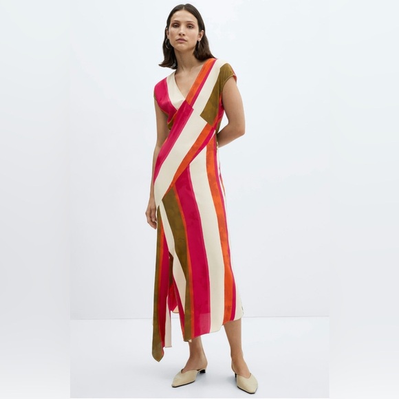 Mango Striped Midi Dress – Size Medium (US 6) brand new - Picture 1 of 15